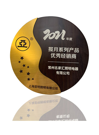 常州耀世娱乐被评为上海亚明2021年度揽月系列产品优秀经销商